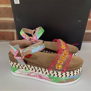 Betsey Johnson Womens Tovaa Floral Flatform Sandals US 7 M